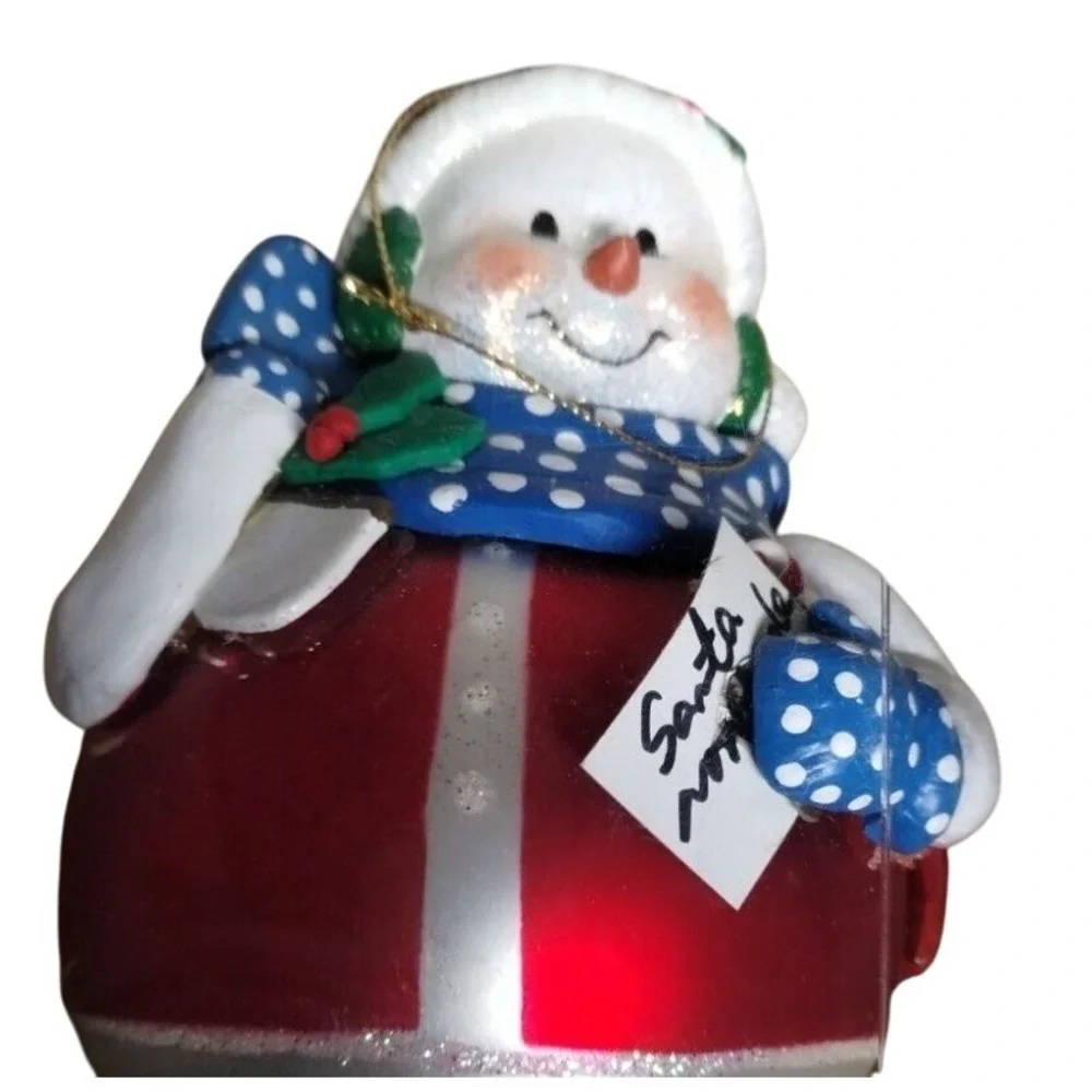 Santa's Best North Pole Snowmen Ornament Skating‎ Snowman Red Blue 1998 NIB